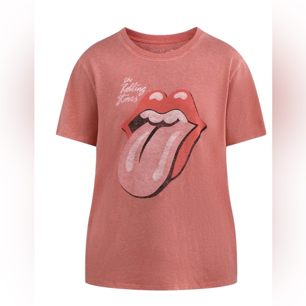 Time and Tru Rolling Stones Tongue Logo Tee Pink Size L NWT